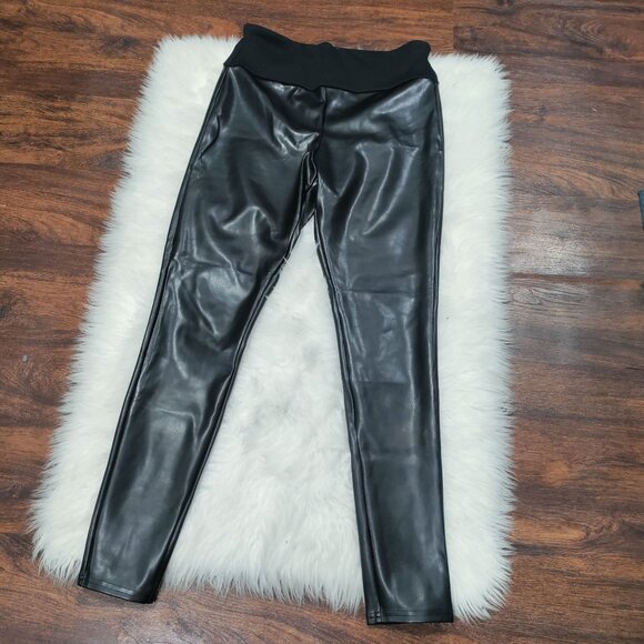 Red Hot Spanx Faux Leather Black Leggings Women's Size Large - Picture 5 of 11